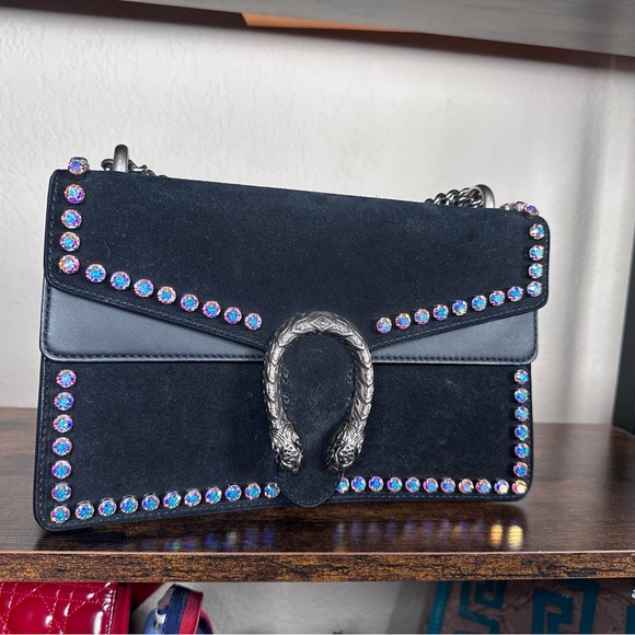 Authentic Large Gucci Black Dionysus Bag with Iridescent Crystals - Picture 2 of 13